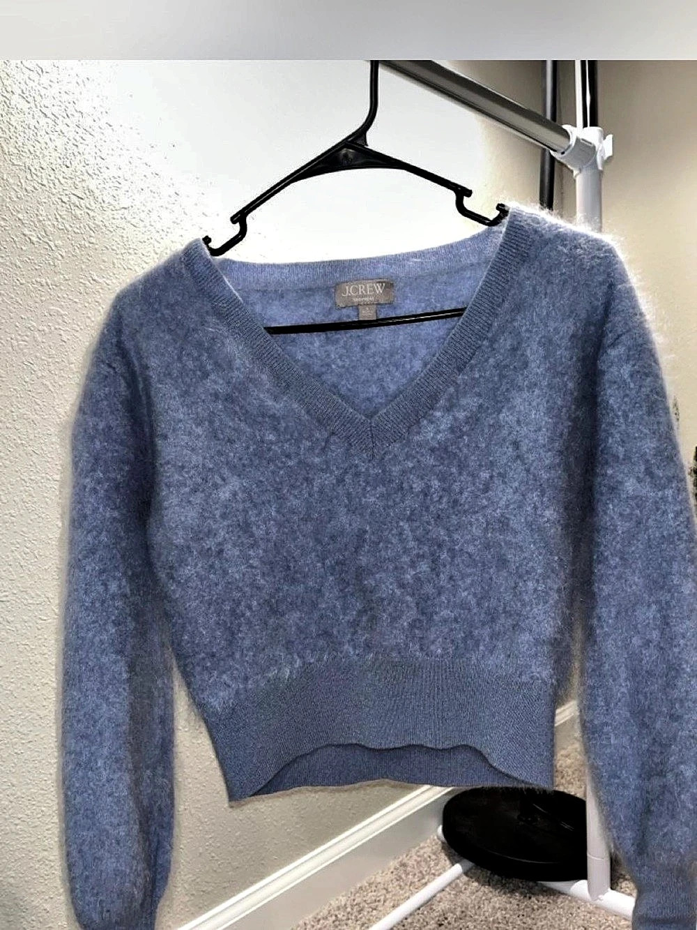 J.CREW brushed cashmere V-Neck Sweater in Blue Like New